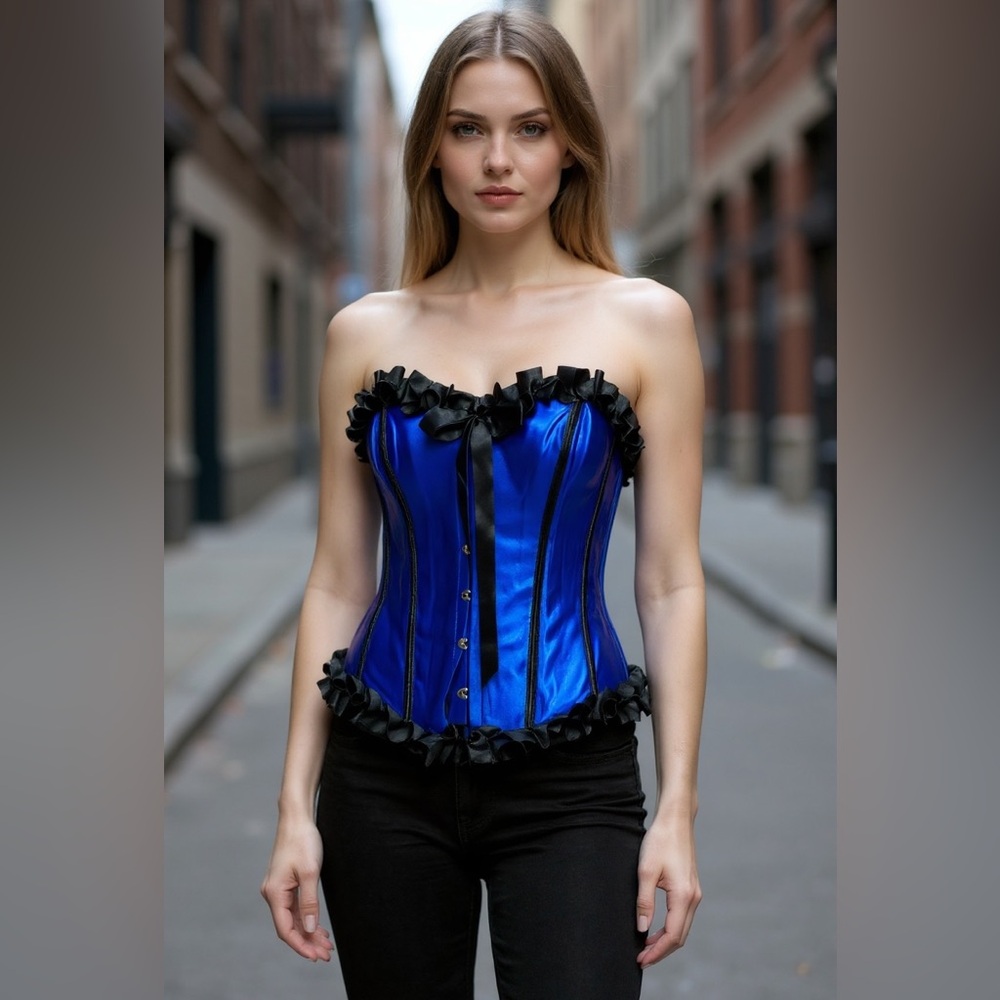 Women’s Blue Satin Corset Top